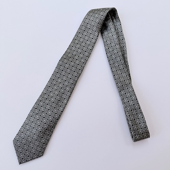 Nick Graham Other - Nick Graham Everywhere Skinny Mens Necktie Grey Silver Geometric Pattern​